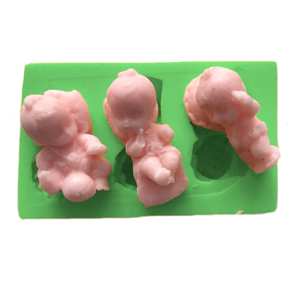 Birbirinden Tatlı Üç Bebek Silikon Kokulu Taş Ve Sabun Kalıbı ÇO-118