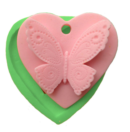 Kalp üzerindeki Kelebek Silikon Kokulu Taş Ve Sabun Kalıbı HA-40