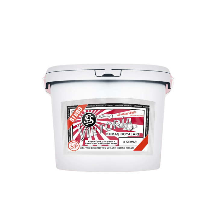 8 Kırmızı Renk Kumaş Boyası Viktoria 5 Kg