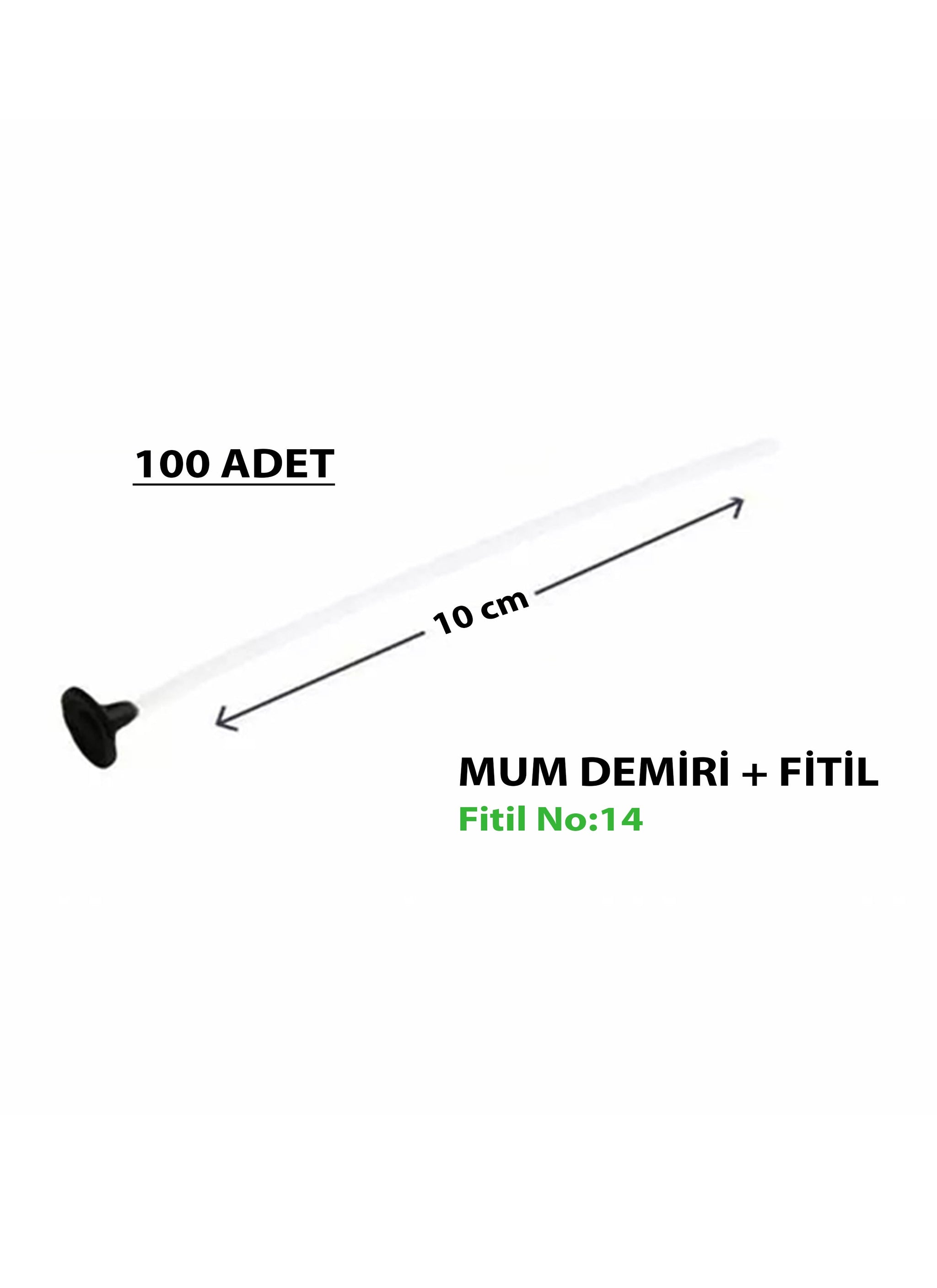 Çıtçıtlı Hazır Mum Fitili 10 cm Beyaz 100 Adet