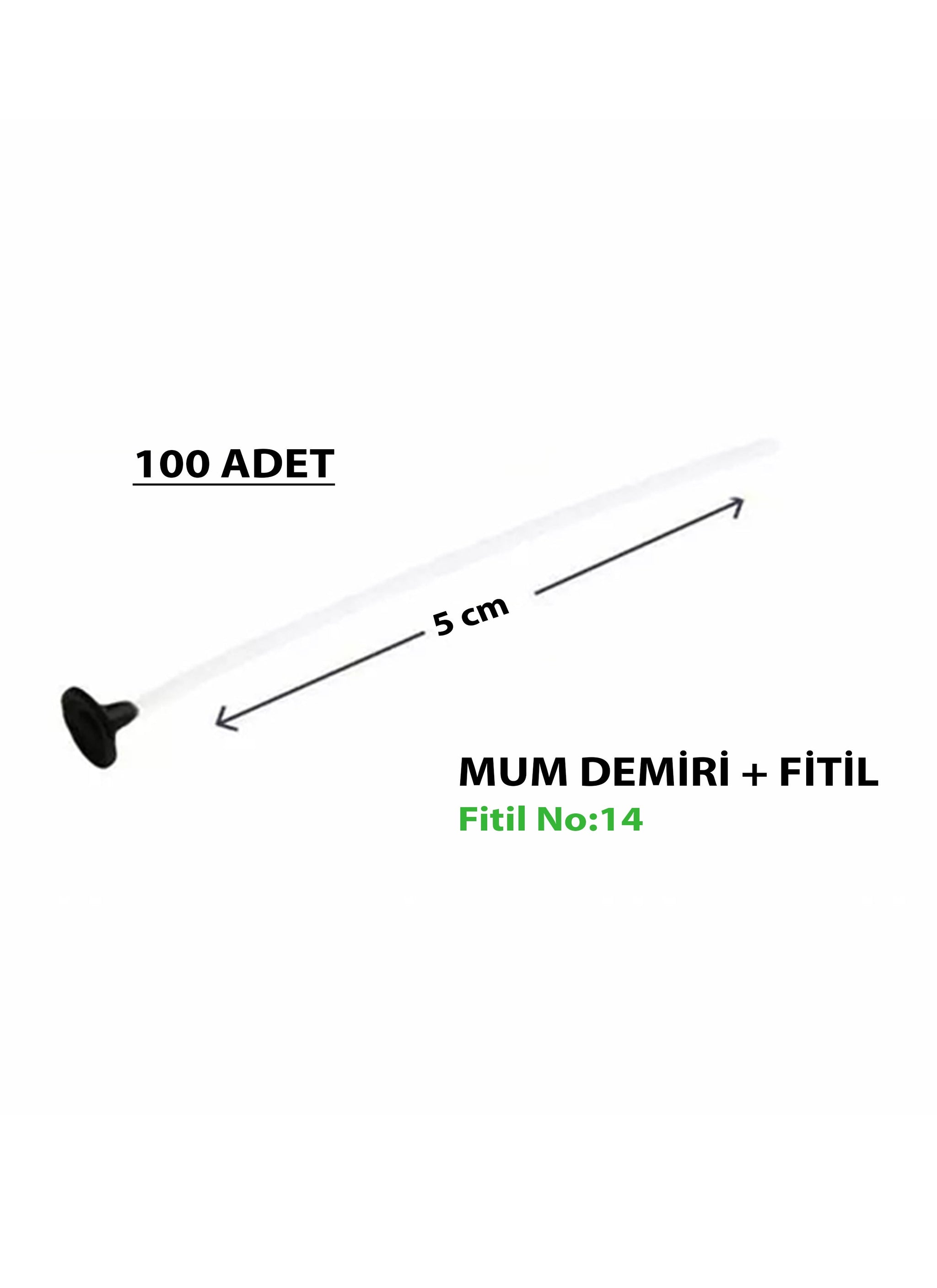 Çıtçıtlı Hazır Mum Fitili 5 cm Beyaz 100 Adet
