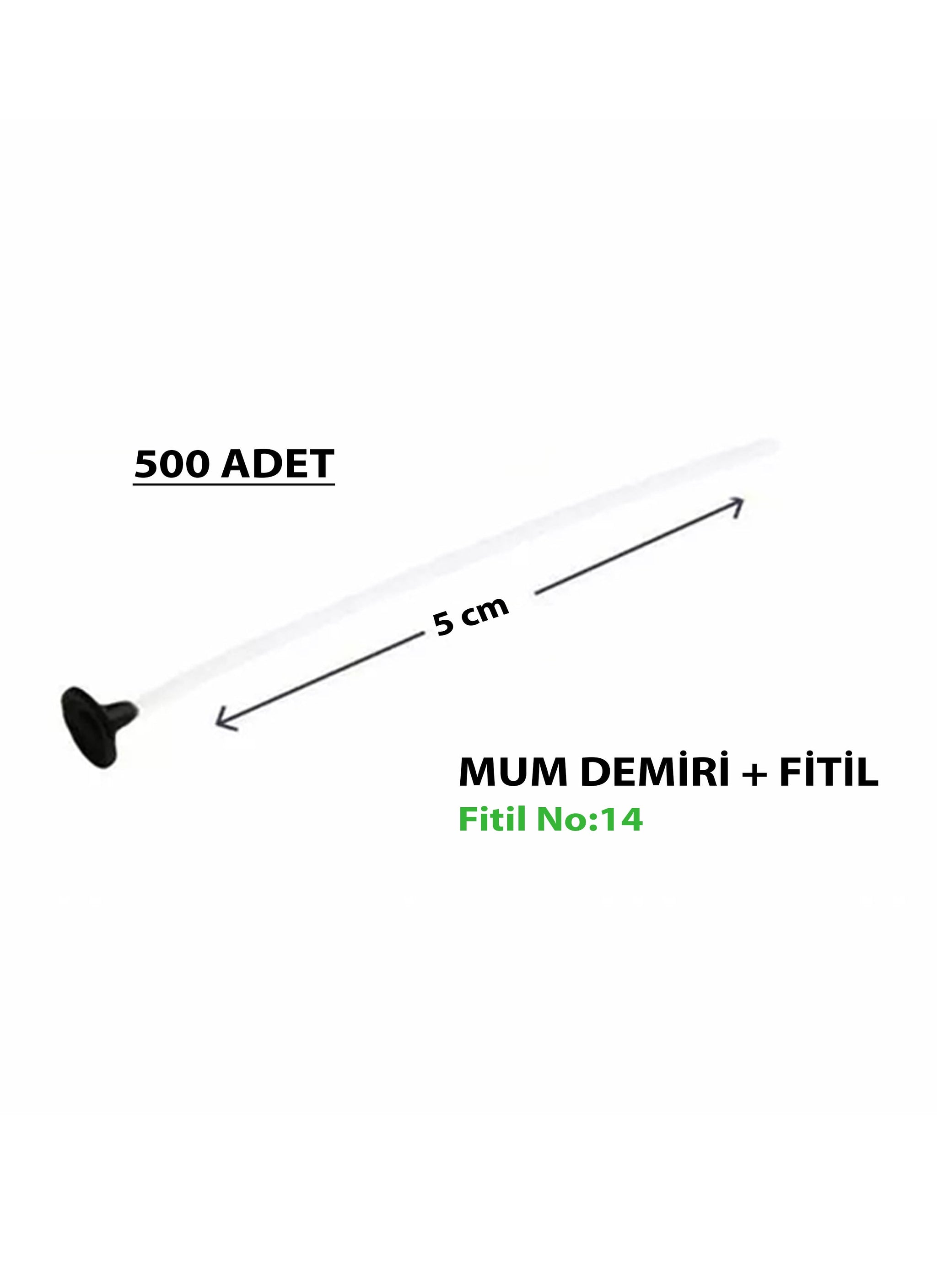 Çıtçıtlı Hazır Mum Fitili 5 cm Beyaz 500 Adet